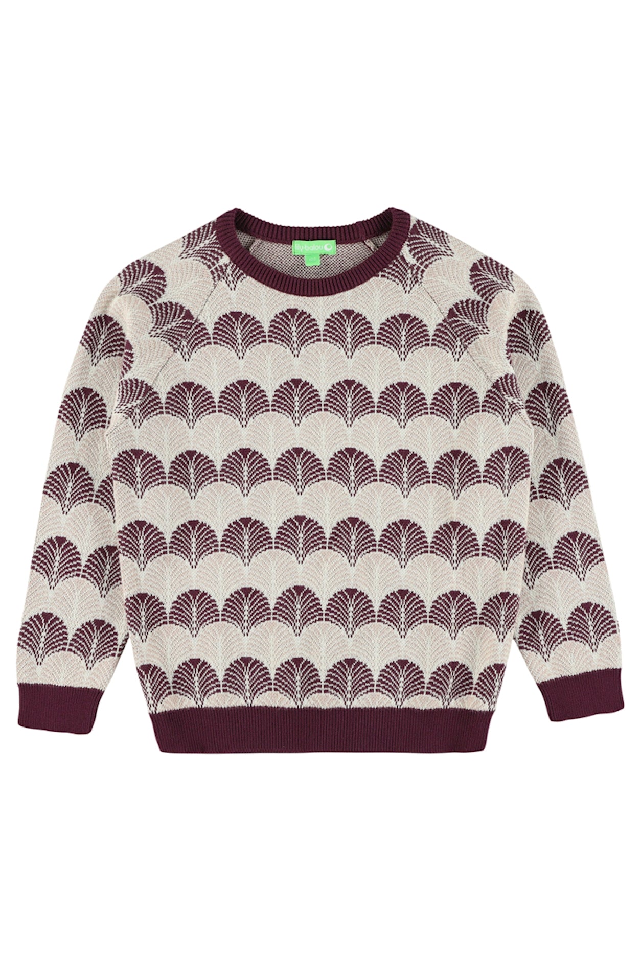SALE: Pulli gestrickt mit Federmuster in Grape Wine/Rose Dust von Lily Balou