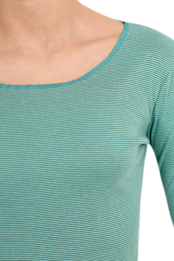 Baumwoll-Shirt gestreift hellblau/grün-anthrazit von Jalfe