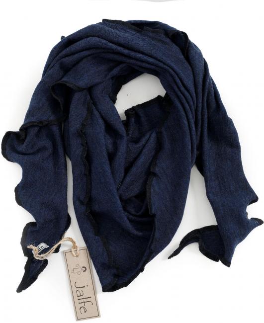Dreieckstuch mit Löchli-Muster in Jeansblau von Jalfe