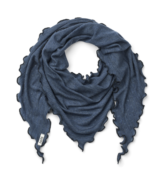 Dreieckstuch mit Löchli-Muster in Denim Melange