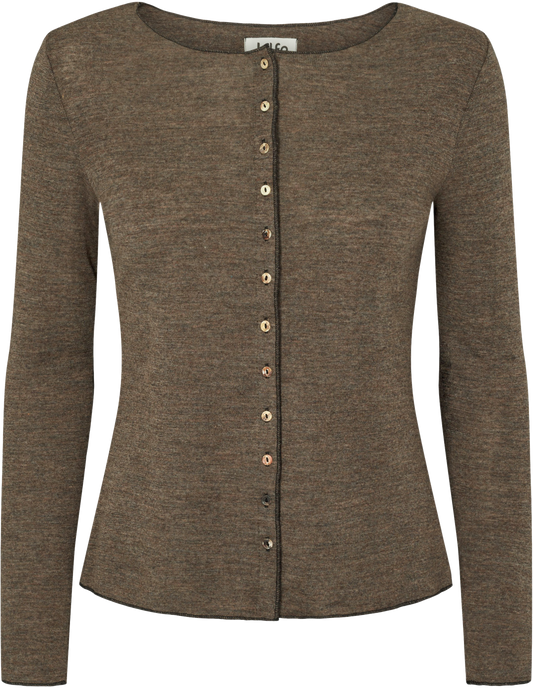 Wolle-Cardigan in Wood Melange von Jalfe