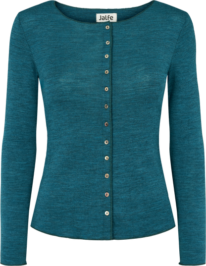 Wolle-Cardigan in Türkis mélange von Jalfe