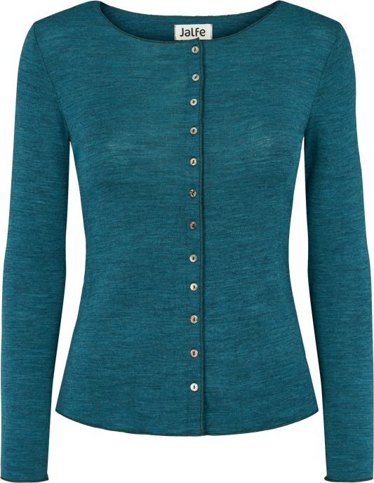 Wolle-Cardigan in Türkis mélange von Jalfe