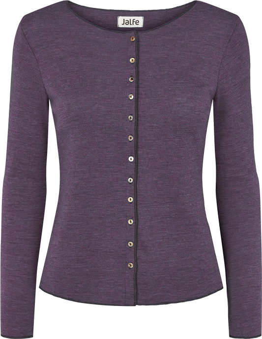 Wolle-Cardigan in Purple Melange von Jalfe