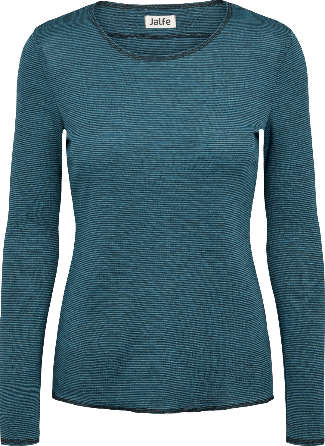 Wolle-Shirt dünn gestreift Petrol-Salbei Melange