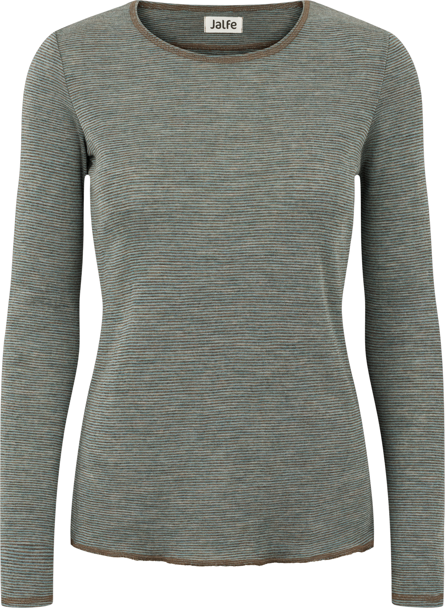 Wolle-Shirt dünn gestreift Wood-Aqua Melange