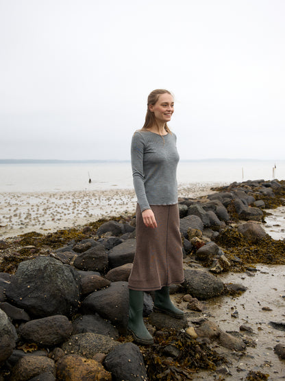 Wolle-Shirt dünn gestreift Wood-Aqua Melange