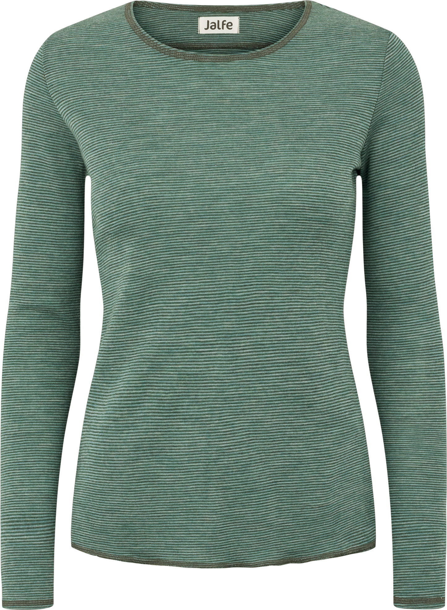Wolle-Shirt gestreift Aqua-Dusty Green