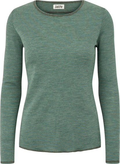 Wolle-Shirt gestreift Aqua-Dusty Green
