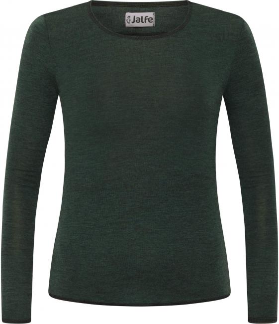 Wolle-Damenshirt Langarm in Dunkelgrün von Jalfe