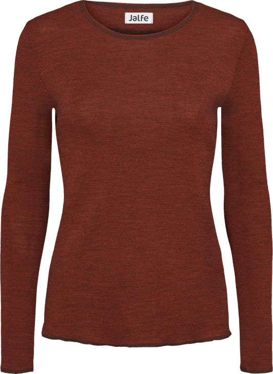 Wolle-Damenshirt Langarm  in Autumn Melange