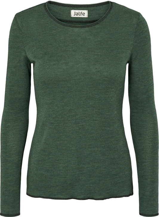 Wolle-Damenshirt Langarm  in Dusty Green von Jalfe