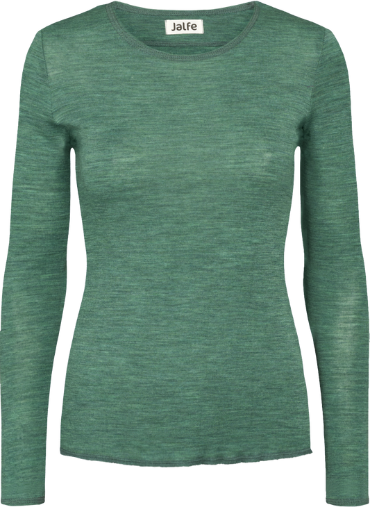 Wolle-Damenshirt Langarm  in Aloe Melange von Jalfe