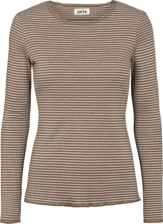 Damenshirt Langarm  gestreift braun/beige von Jalfe