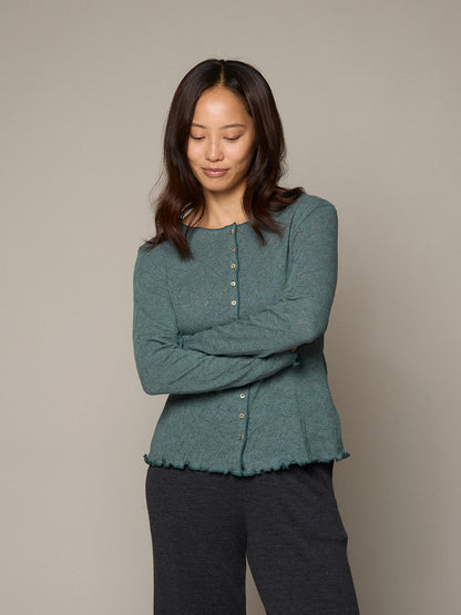 Baumwoll-Cardigan Jacquard in sea melange von Jalfe