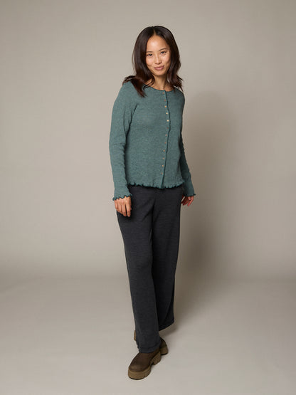 Baumwoll-Cardigan Jacquard in sea melange von Jalfe