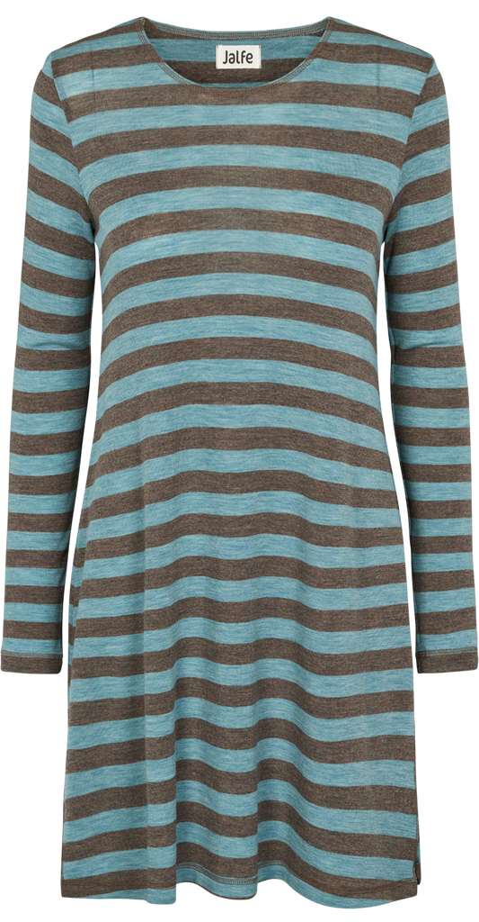 Tunica aus Wolle gestreift in Wood/Aqua Blau von Jalfe