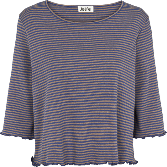 Oversize-Shirt gestreift Blueberry/Taupe mélange