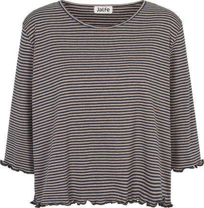 Oversize-Shirt gestreift Jeans-Beige