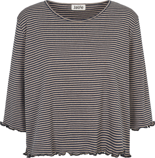 Oversize-Shirt gestreift Jeans-Beige