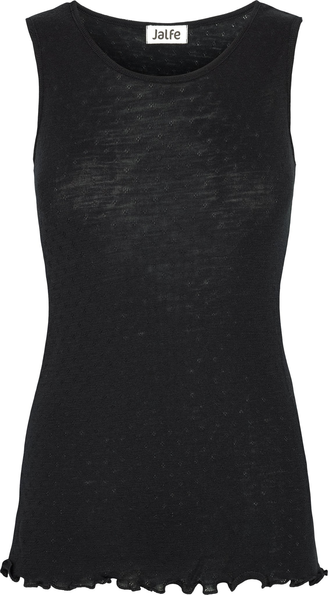 Wolle Trägershirt Eyelet in Schwarz von Jalfe