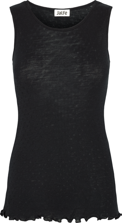 Wolle Trägershirt Eyelet in Schwarz von Jalfe