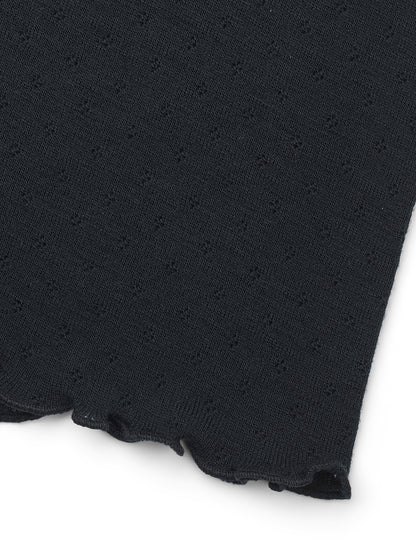 Wolle Trägershirt Eyelet in Schwarz von Jalfe