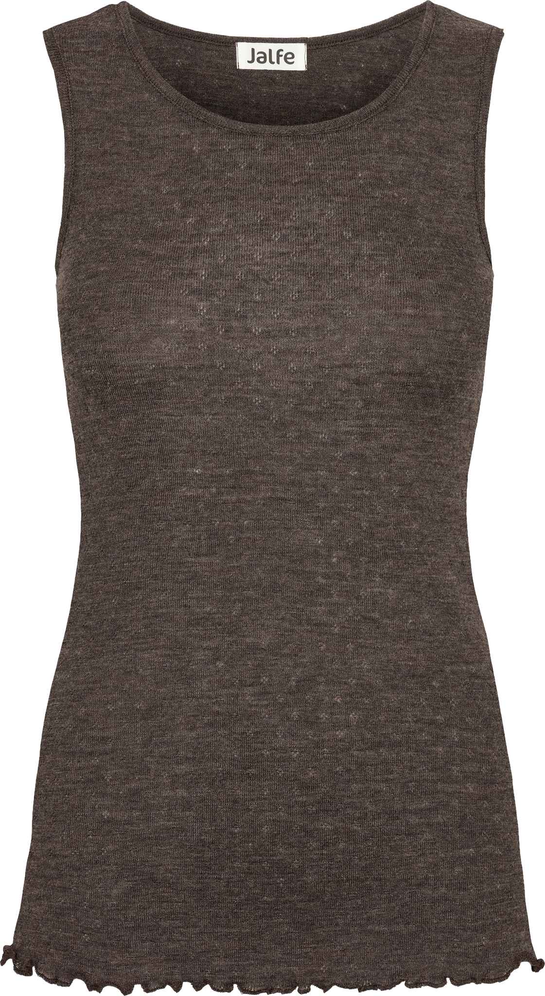 Wolle Trägershirt Eyelet in Mokka Melange von Jalfe