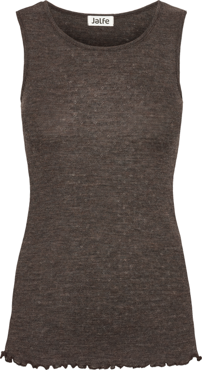 Wolle Trägershirt Eyelet in Mokka Melange von Jalfe