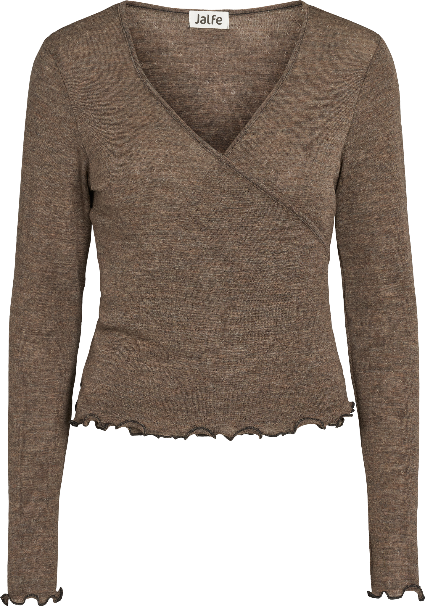 Wolle Wickel-Cardigan in Wood Melange