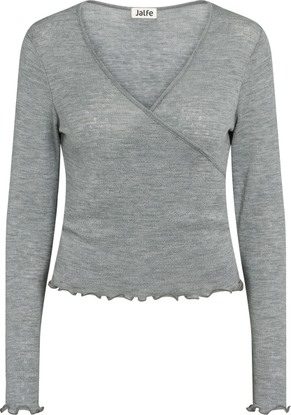 Wolle Wickel-Cardigan in Grau