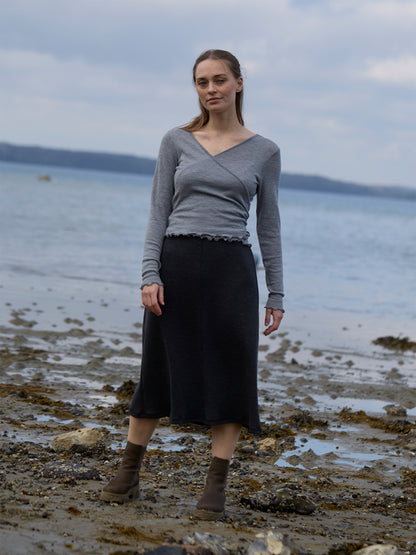 Wolle Wickel-Cardigan in Grau