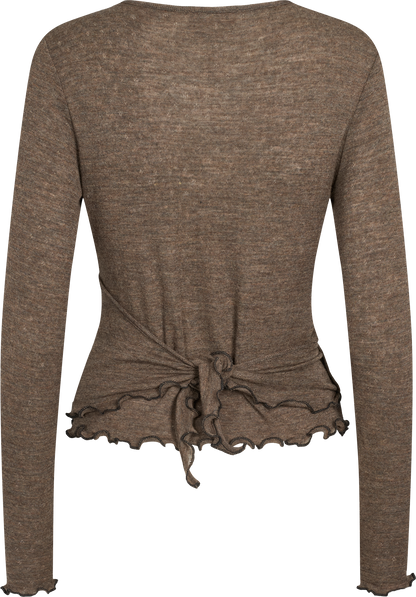 Wolle Wickel-Cardigan in Wood Melange