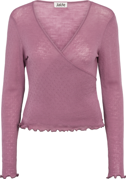 Wolle Wickel-Cardigan in Blush von Jalfe