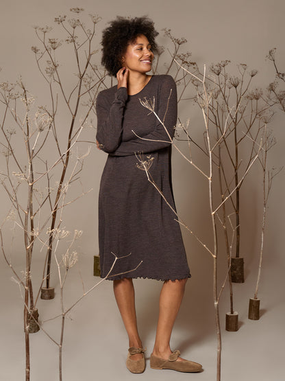 Kleid aus Wolle Eyelet in Mokka Melange von Jalfe