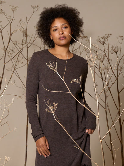 Kleid aus Wolle Eyelet in Mokka Melange von Jalfe