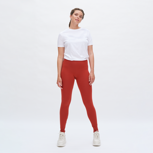 Leggings aus Bio-Baumwolle in Backstein-Rot von Living Craft
