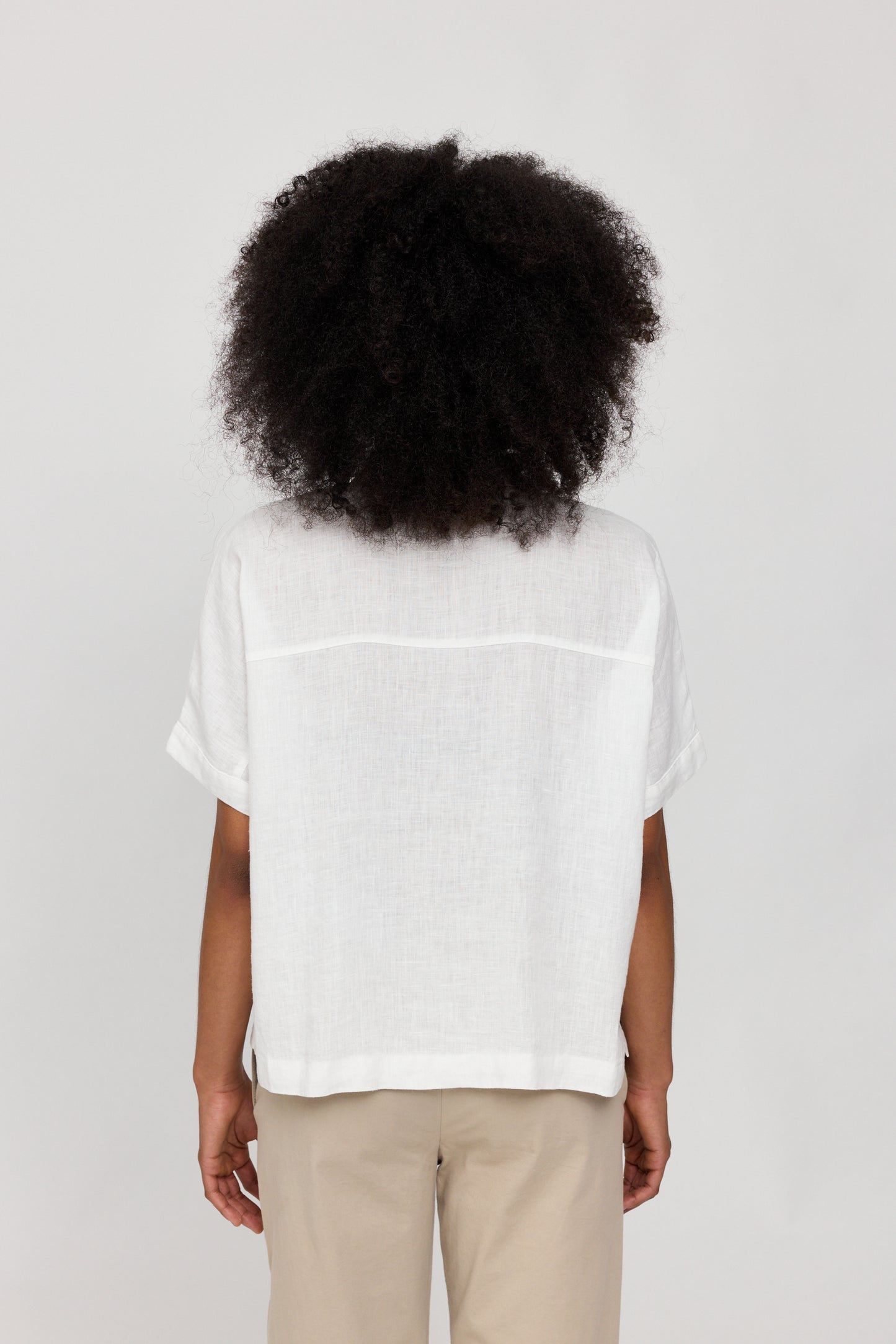 Kurzarm Leinen-Hemd in bright white