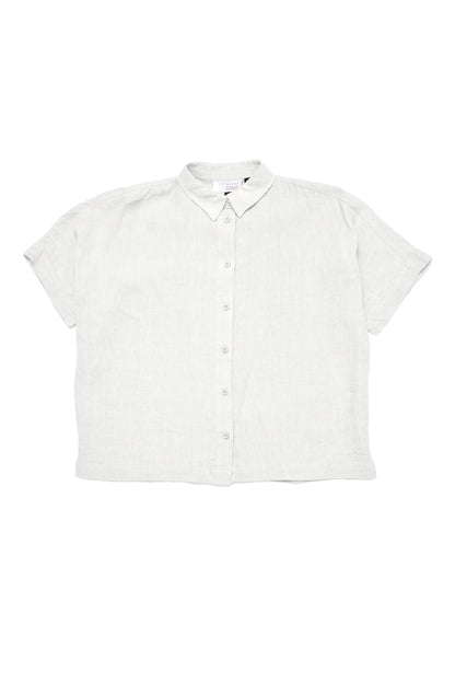 Kurzarm Leinen-Hemd in bright white