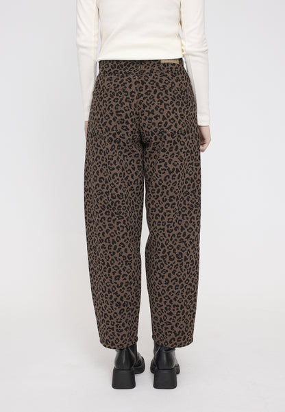 Barrel Denim Hose mit Leo-Print auf Braun von Mazine