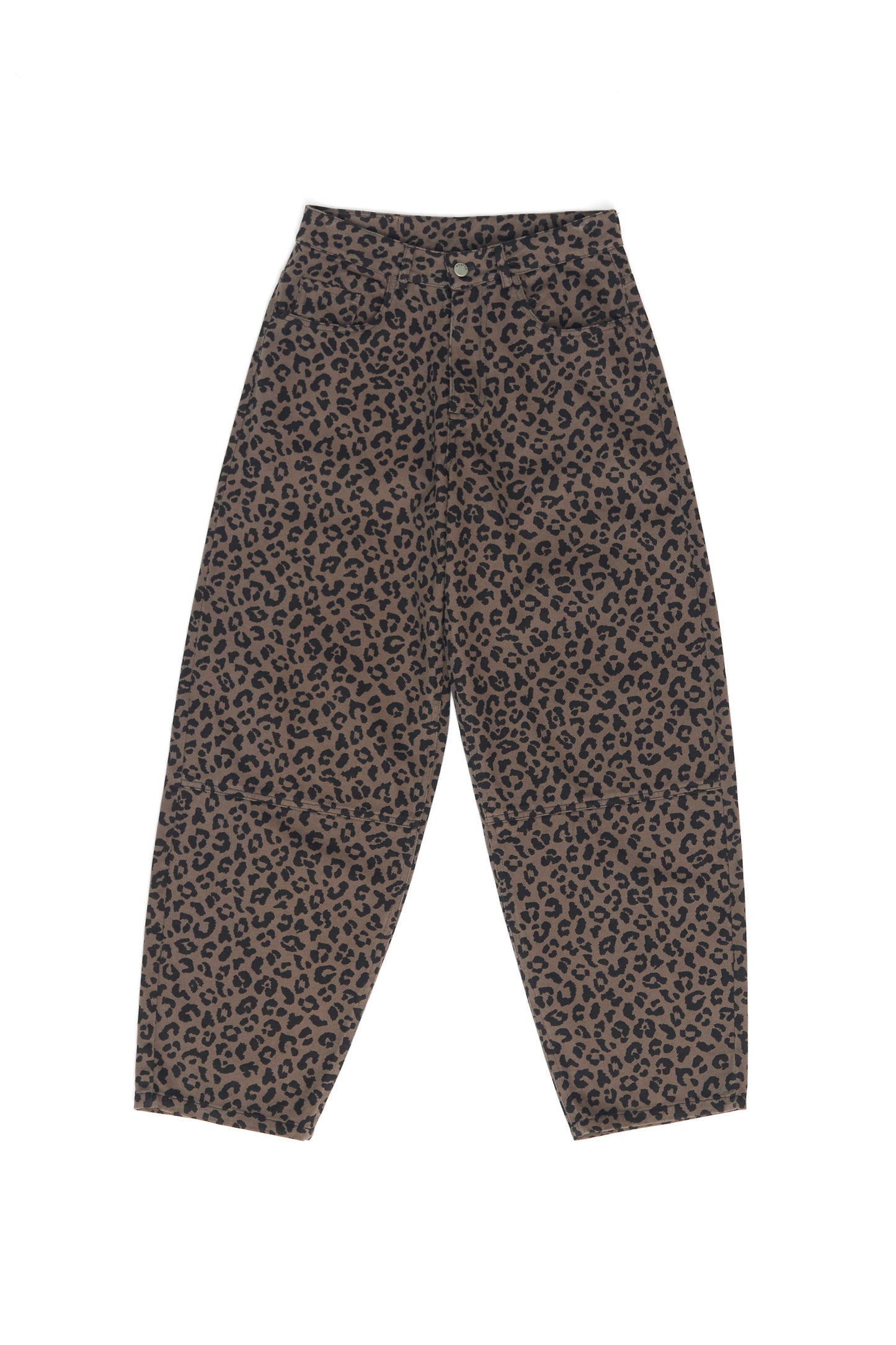Barrel Denim Hose mit Leo-Print auf Braun von Mazine