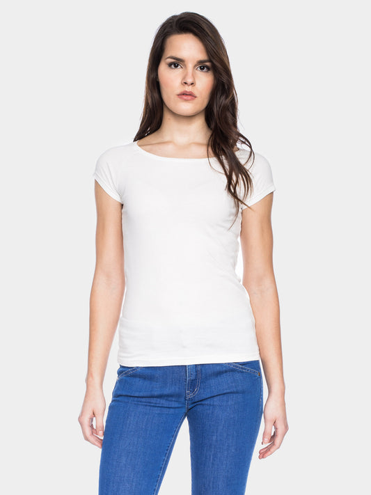 Kurzarm Damenshirt in Weiss von ATO Berlin