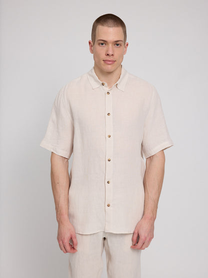 Leinen Shirt Kurzarm in Moon von Mazine