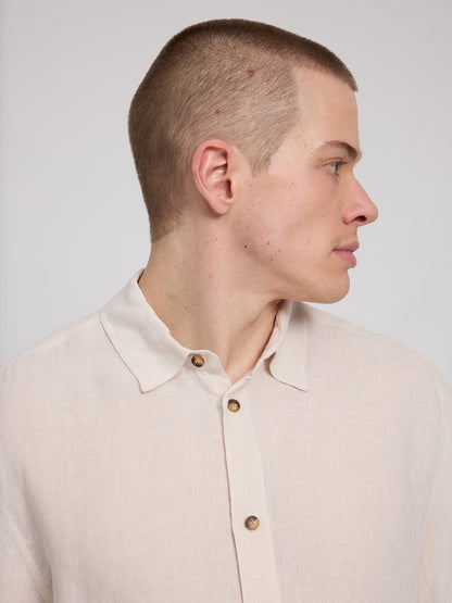 Leinen Shirt Kurzarm in Moon von Mazine