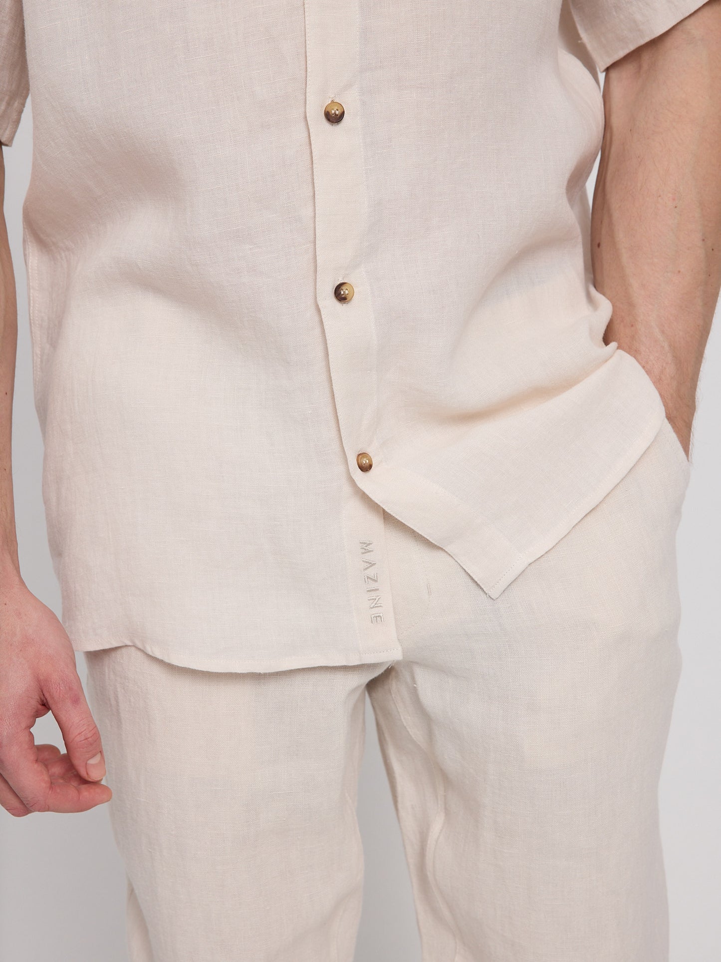 Leinen Shirt Kurzarm in Moon von Mazine