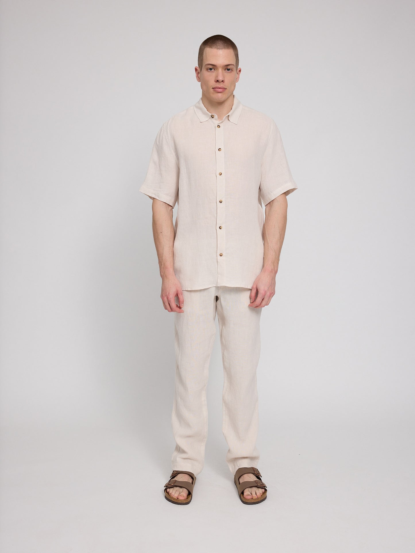 Leinen Shirt Kurzarm in Moon von Mazine