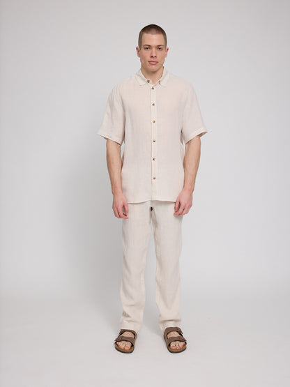 Leinen Shirt Kurzarm in Moon von Mazine