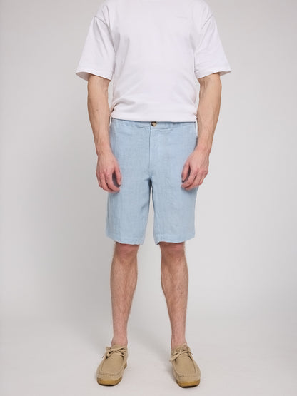 Leinen-Shorts in Hellblau von Mazine