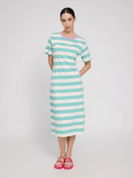Sommerkleid gestreift in Türkis/Weiss von Mazine