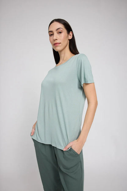 T-shirt aus Ecovero in pale aqua von Mazine